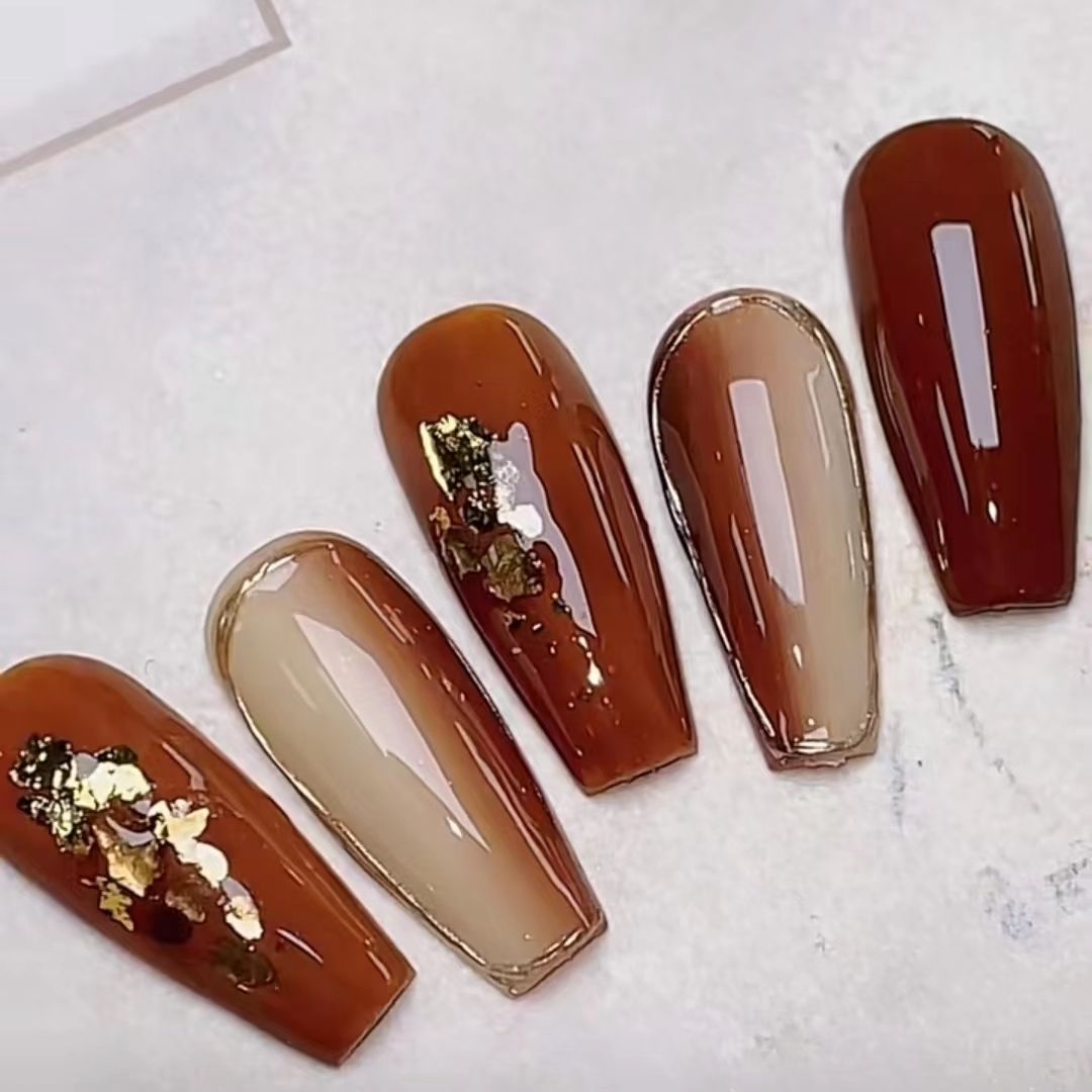 Designer: PinPin 1224.Handmade nails Press on Nails DIY Nail Art for woman girl Long Coffin red