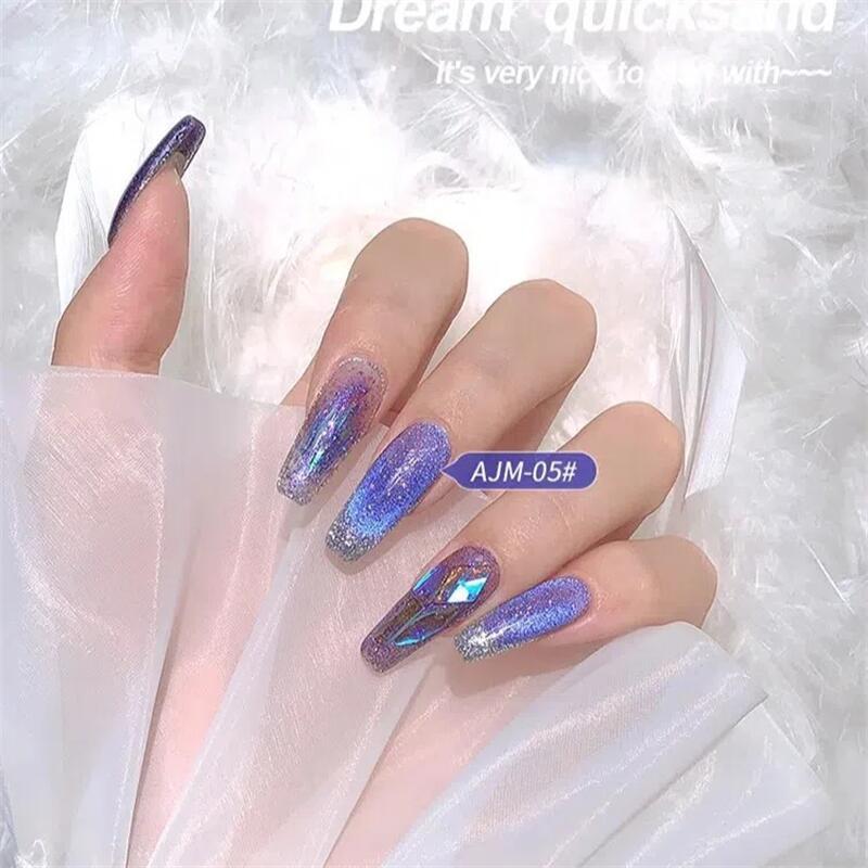 Designer: DuoDuo 1207.Handmade nails Press on Nails DIY Nail Art for woman girl cat eye Shining Long Coffin