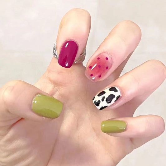 Designer: DuoDuo 2059.Handmade nails Press on Nails DIY Nail Art for woman girl Short Cartoon colorful