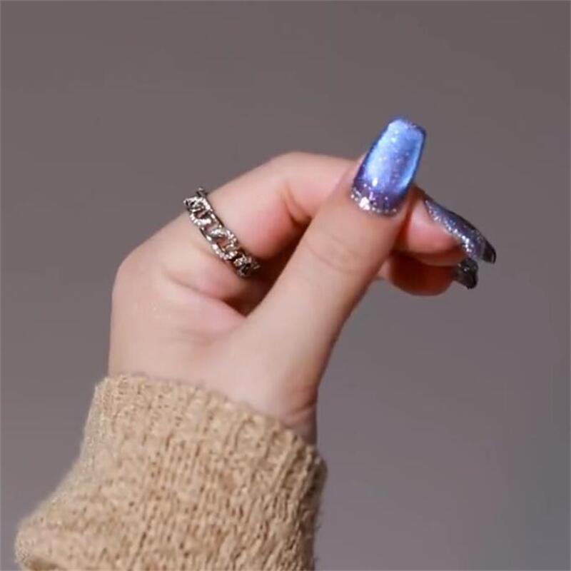 Designer: DuoDuo 1206.Handmade nails Press on Nails DIY Nail Art for woman girl Long Coffin Cat Eyes Shining