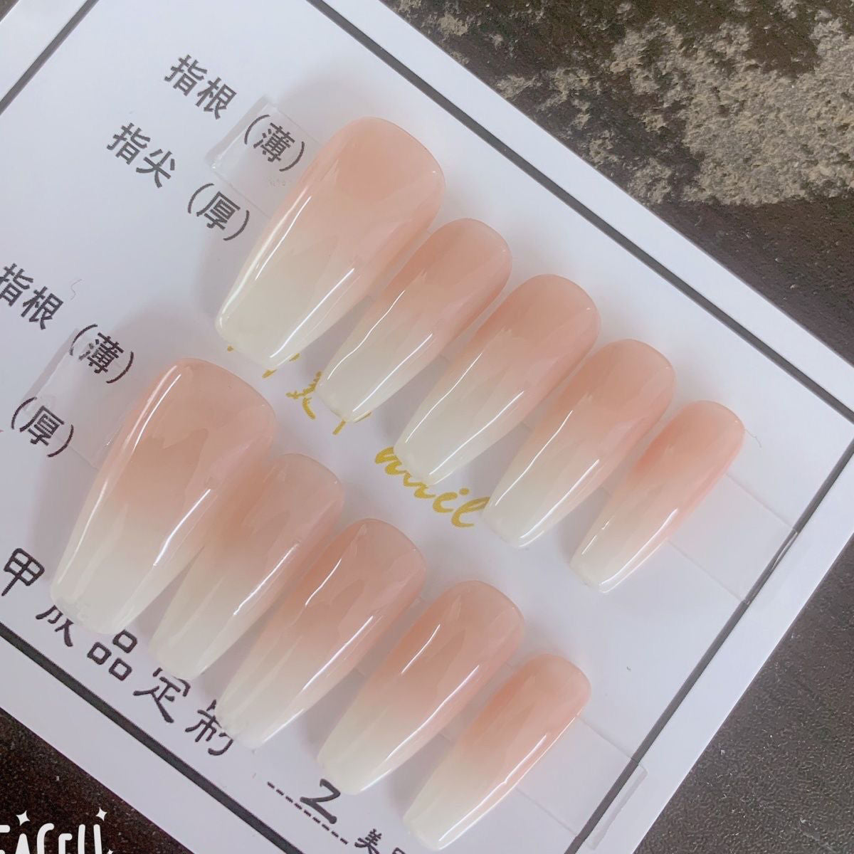 Designer: DuoDuo 2049.Handmade nails Press on Nails DIY Nail Art for woman girl French  Long Coffin pink