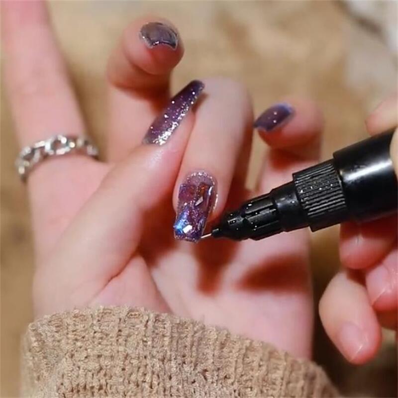 Designer: DuoDuo 1206.Handmade nails Press on Nails DIY Nail Art for woman girl Long Coffin Cat Eyes Shining