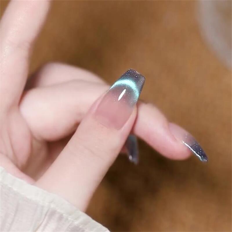 Designer: DuoDuo 1206.Handmade nails Press on Nails DIY Nail Art for woman girl French Cat Eyes Long Coffin