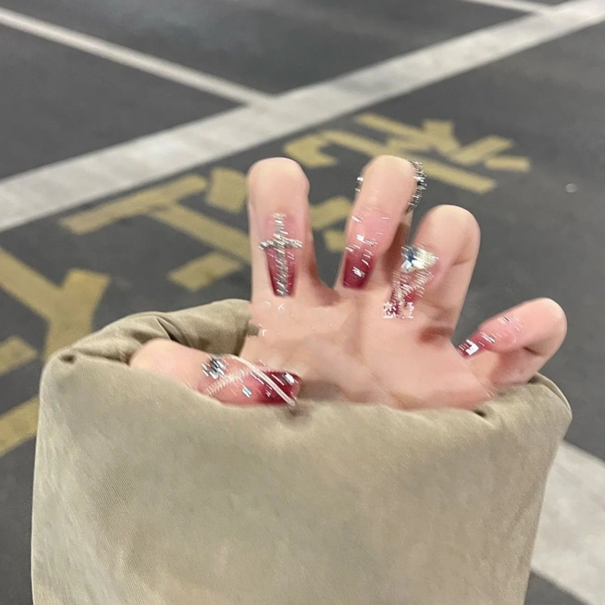 Designer: DuoDuo 3007.Handmade nails Press on Nails DIY Nail Art for woman girl French Long Coffin red