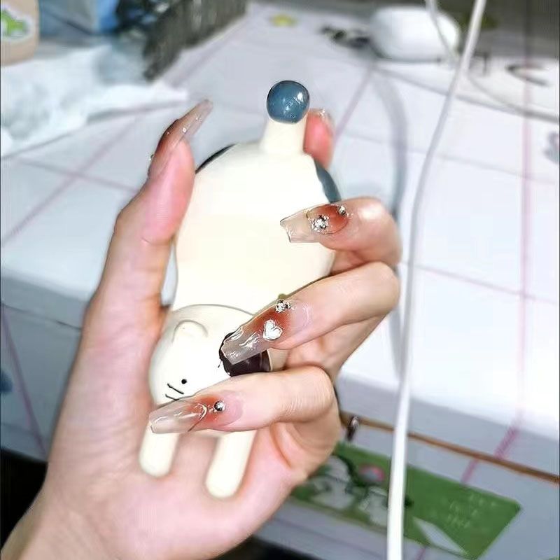 Designer: DuoDuo 1306.Handmade nails Press on Nails DIY Nail Art for woman girl Long Coffin wedding pink