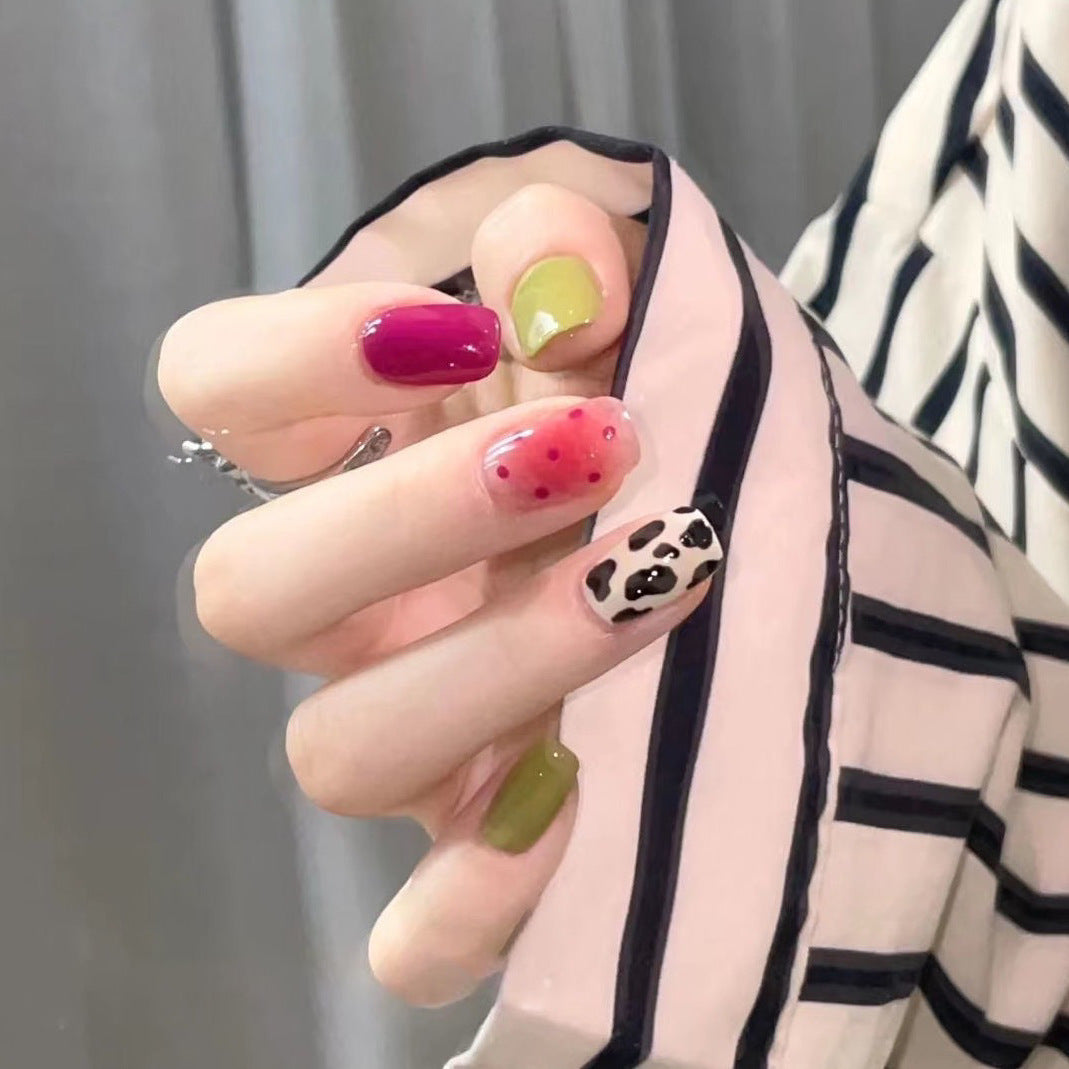 Designer: DuoDuo 2059.Handmade nails Press on Nails DIY Nail Art for woman girl Short Cartoon colorful