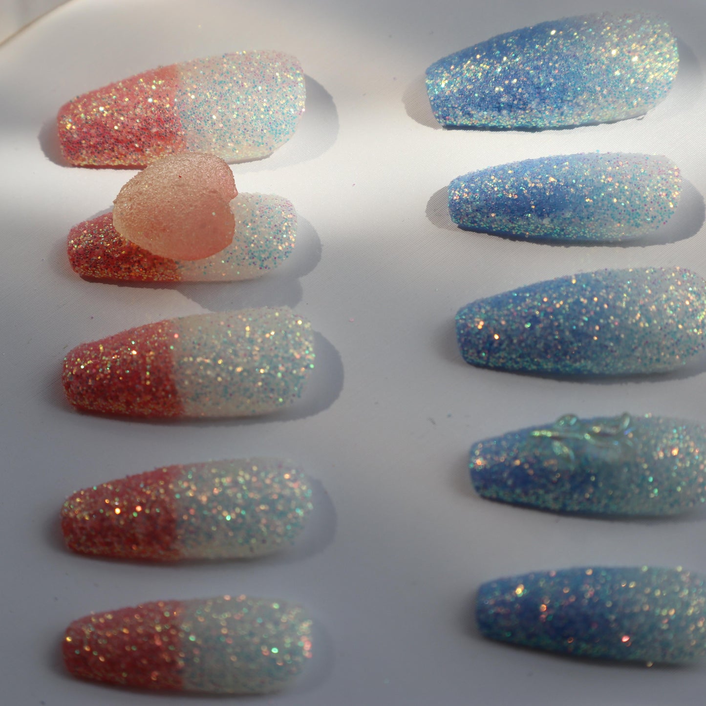 Designer: XinXin 70.Frosted Shining long T handmade nails Press on Nails DIY Nail