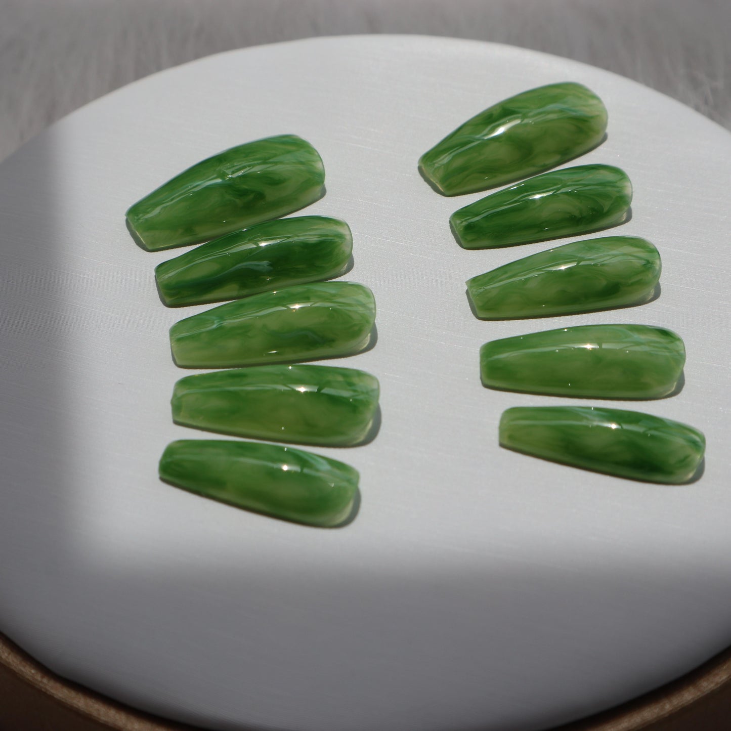 Designer: XinXin 48.Green long T handmade nails Press on Nails DIY Nail