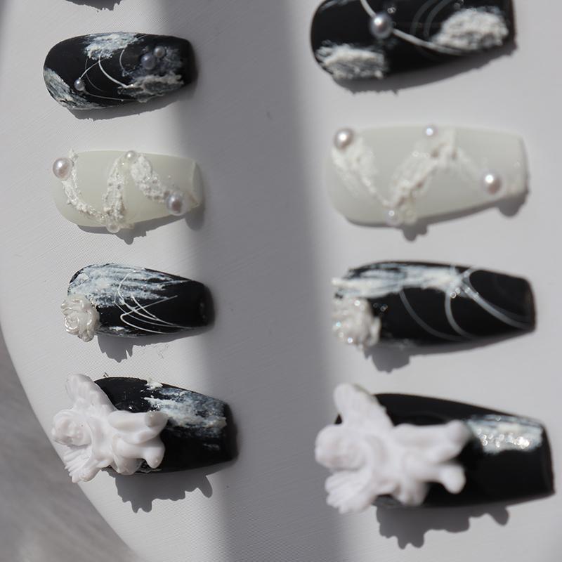 Designer: XinXin 55.Plaster angel matt handmade nails Press on Nails DIY Nail