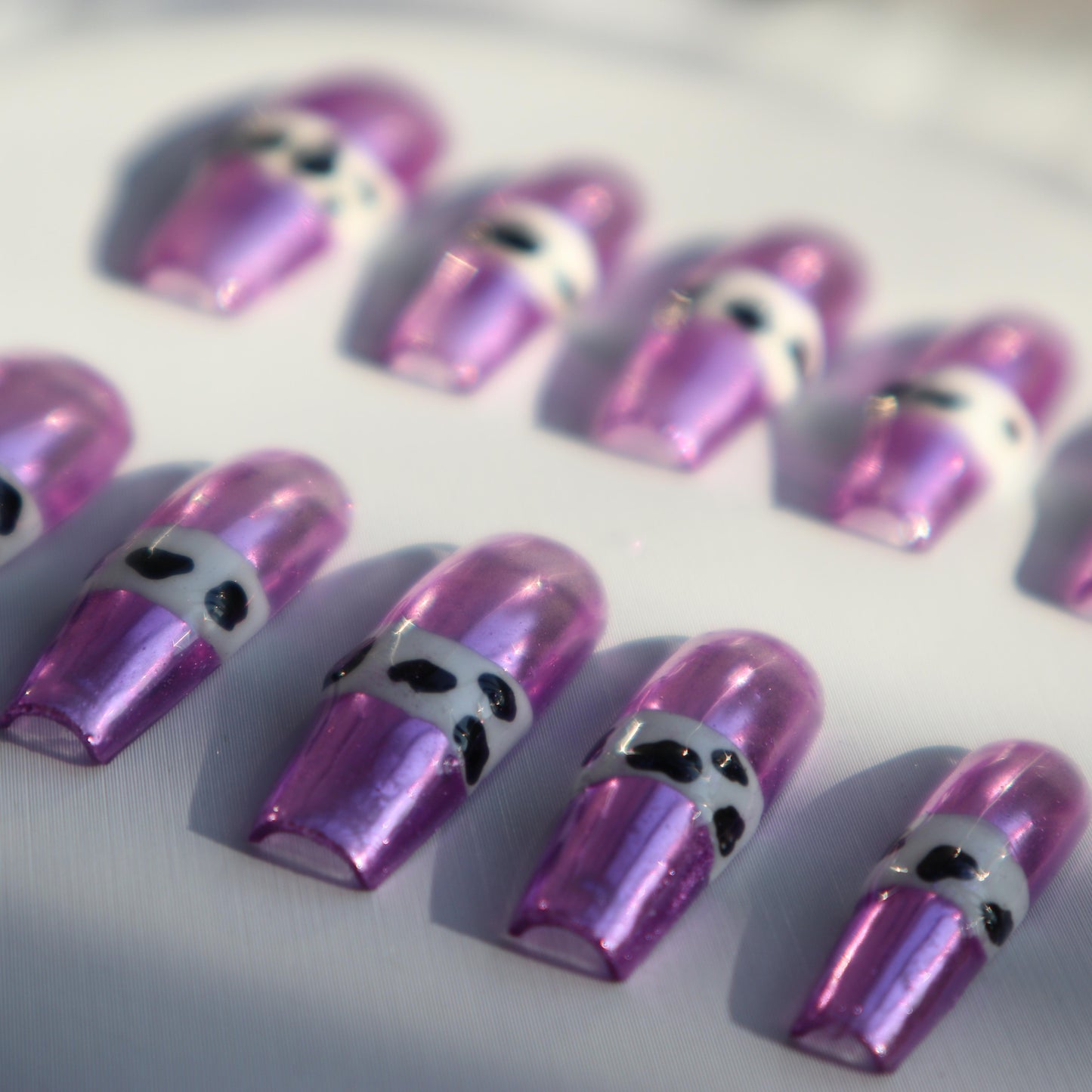 Designer: XinXin 81.Purple painting long T handmade nails Press on Nails DIY Nail