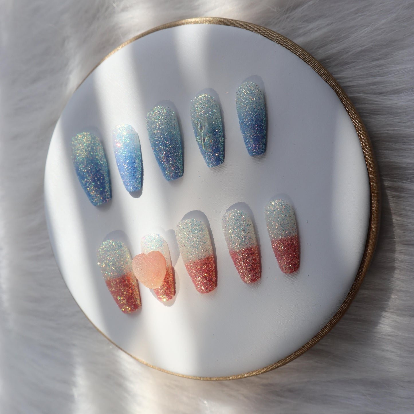 Designer: XinXin 70.Frosted Shining long T handmade nails Press on Nails DIY Nail