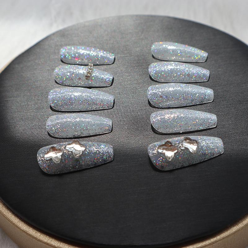 Designer: XinXin 20. Shining rhinestone handmade nails Press on Nails DIY Nail Art