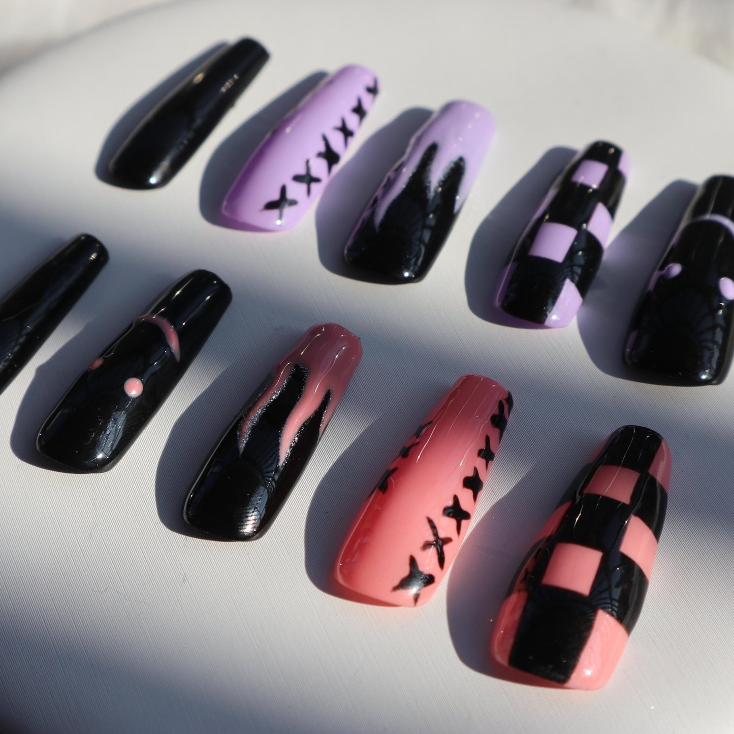 Designer: XinXin 60.Painting long T handmade nails Press on Nails DIY Nail