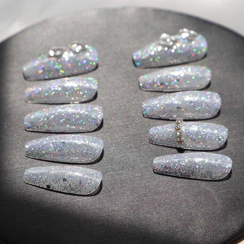 Designer: XinXin 20. Shining rhinestone handmade nails Press on Nails DIY Nail Art