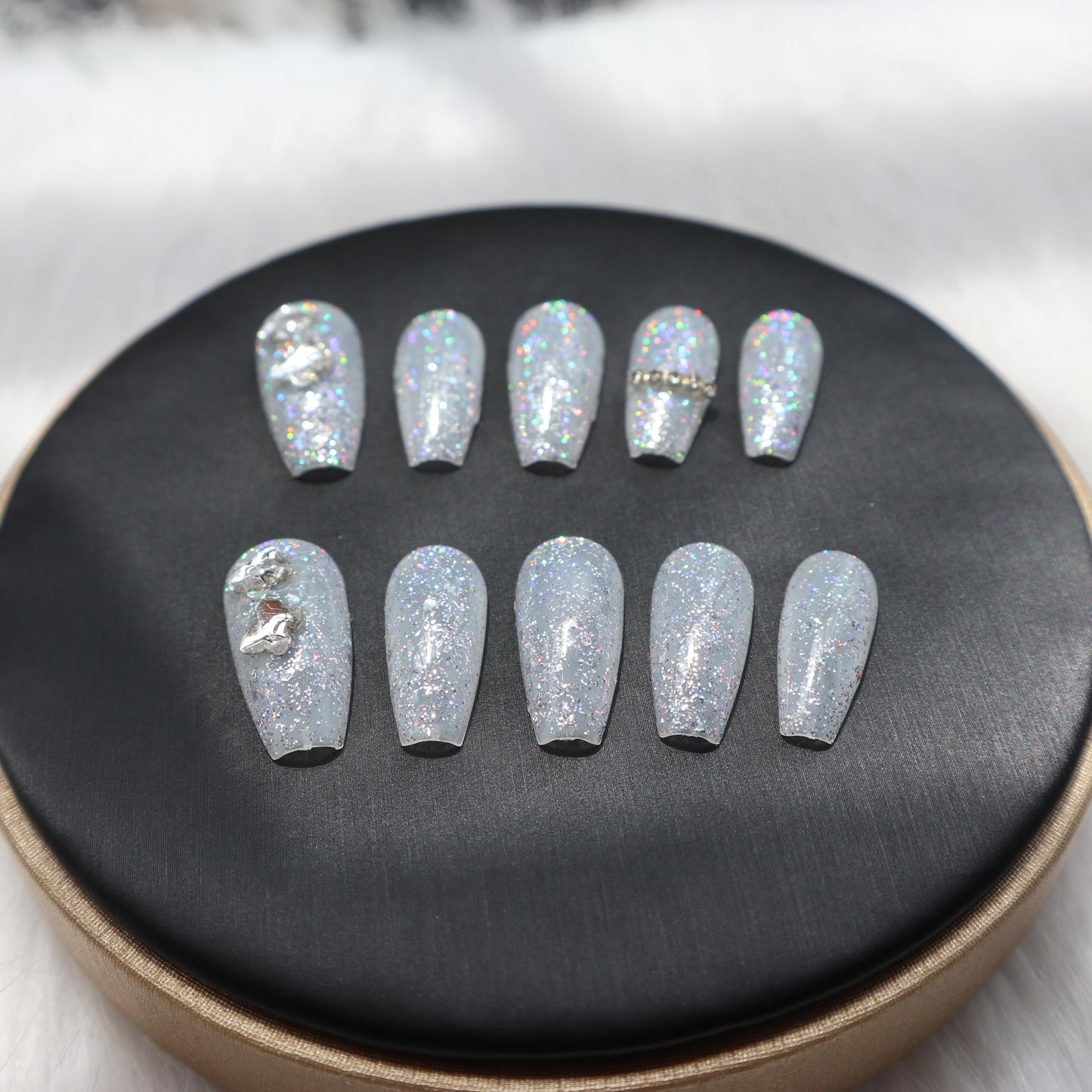 Designer: XinXin 20. Shining rhinestone handmade nails Press on Nails DIY Nail Art