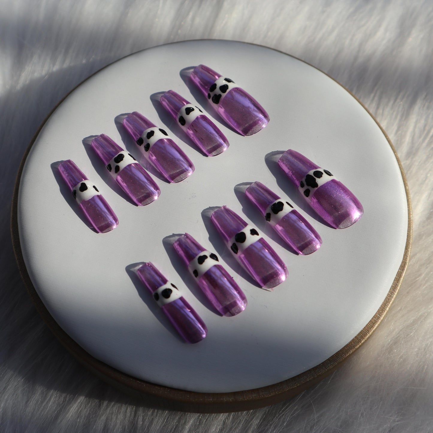 Designer: XinXin 81.Purple painting long T handmade nails Press on Nails DIY Nail