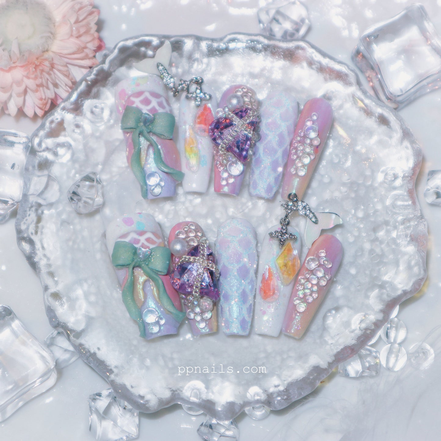 Designer: XinXin 101.Mermaid Dream . handmade nails Press on Nails DIY Nail Art