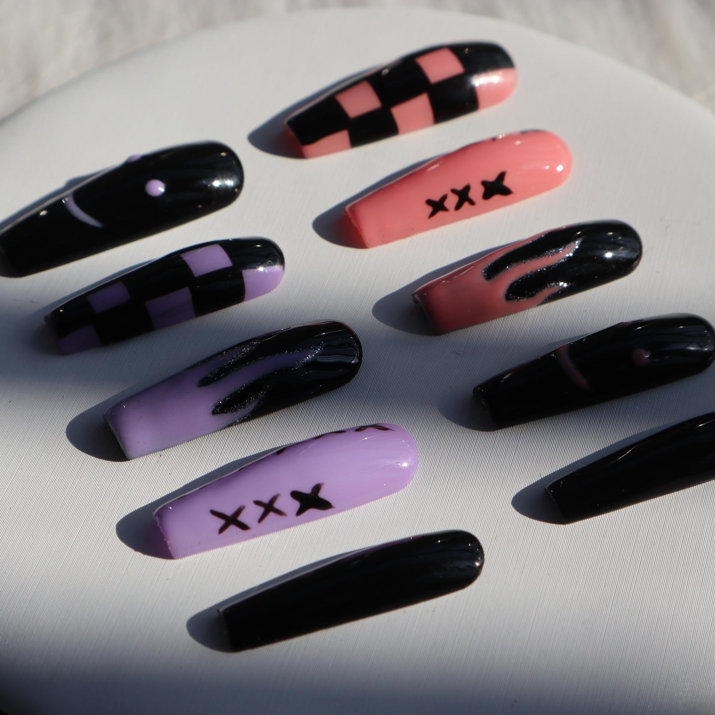 Designer: XinXin 60.Painting long T handmade nails Press on Nails DIY Nail