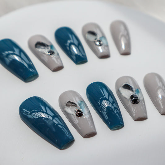 Designer: XinXin 15. Long T  handmade nails Press on Nails DIY Nail Art