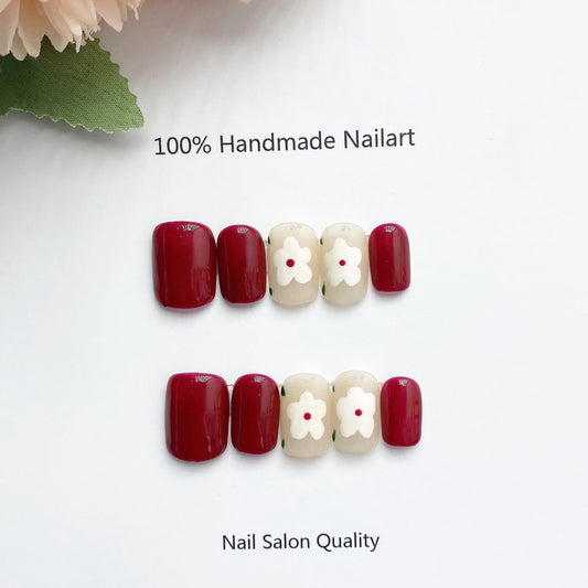 Handmade Nails Press on Nails DIY Nail Art for Woman Girl Nail Design Long Coffin Red 2023