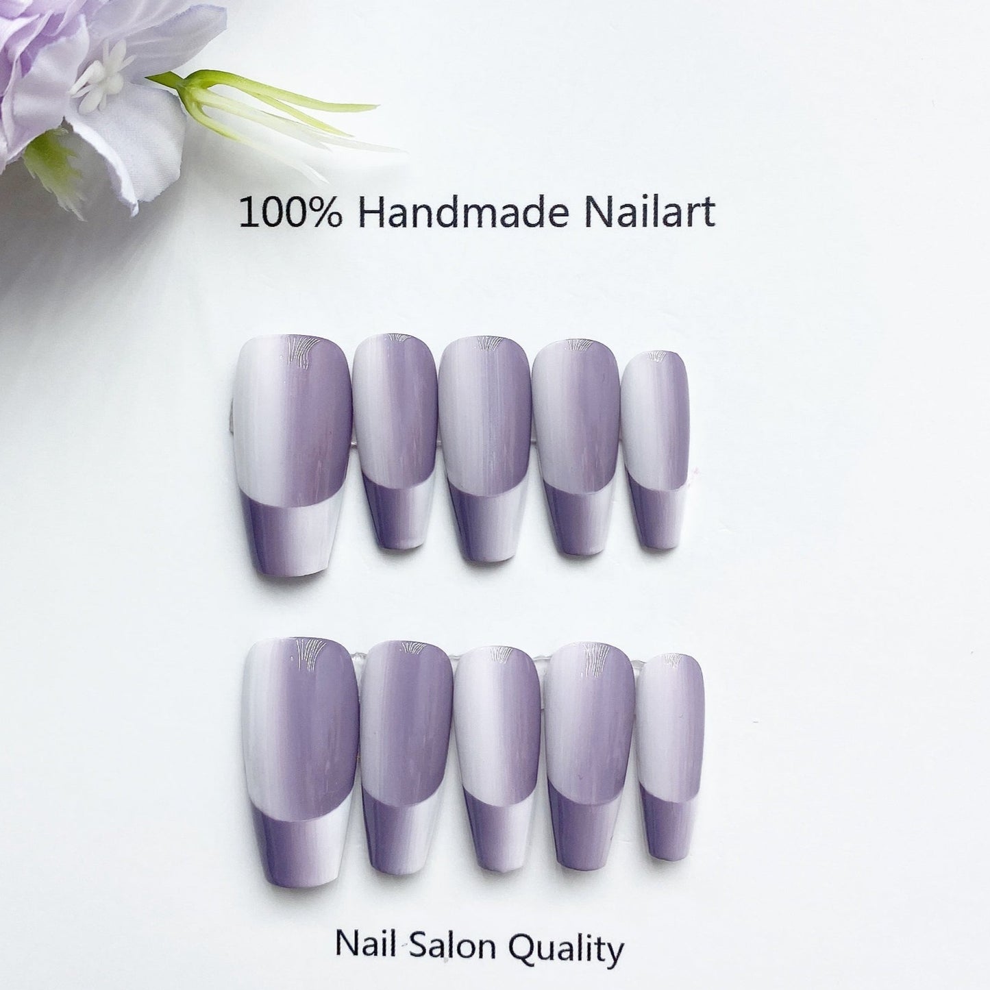 Handmade Nails Press on Nails DIY Nail Art for Woman Girl Nail Design Long Coffin Purple 2023