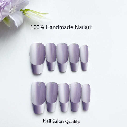 Handmade Nails Press on Nails DIY Nail Art for Woman Girl Nail Design Long Coffin Purple 2023