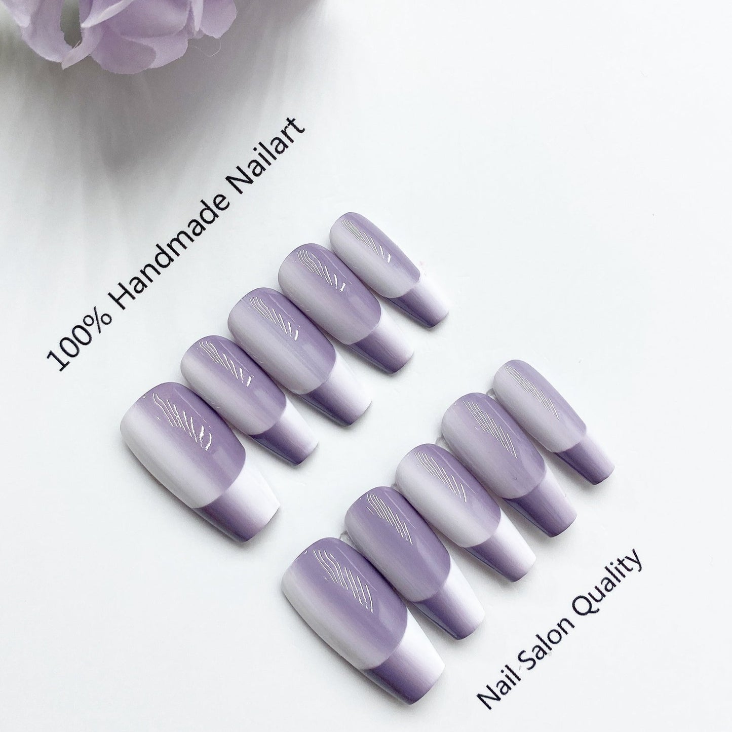 Handmade Nails Press on Nails DIY Nail Art for Woman Girl Nail Design Long Coffin Purple 2023