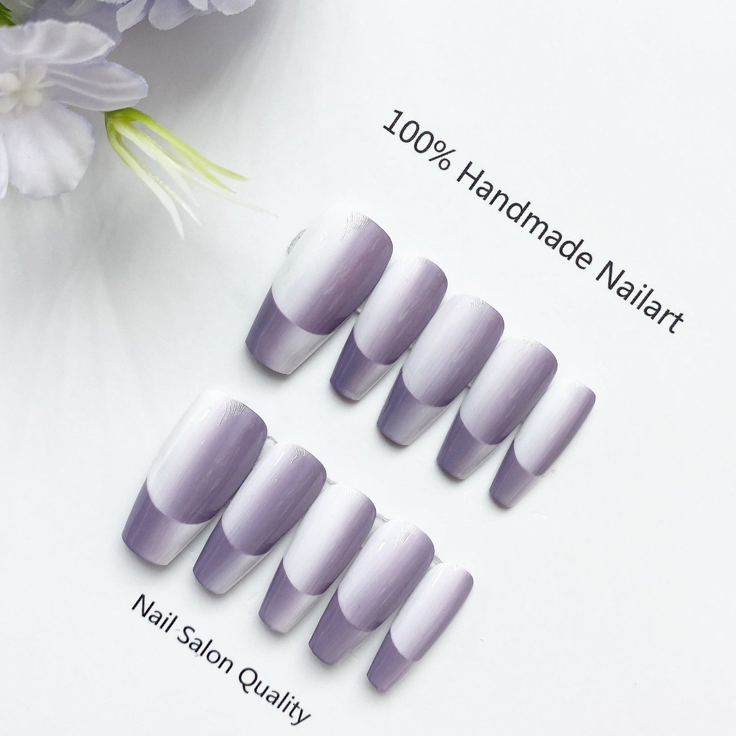 Handmade Nails Press on Nails DIY Nail Art for Woman Girl Nail Design Long Coffin Purple 2023