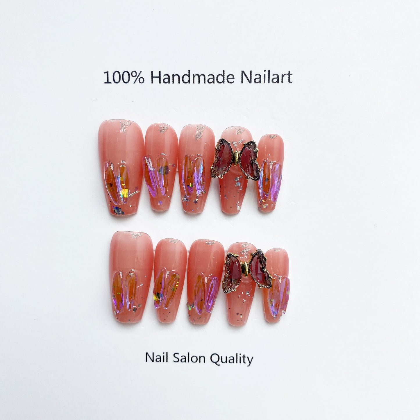 Handmade Nails Press on Nails DIY Nail Art for Woman Girl Nail Design Long Coffin Black Pink 2023