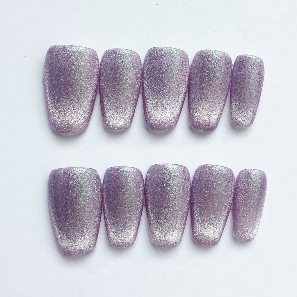 Handmade Nails Press on Nails DIY Nail Art for Woman Girl Nail Design Long Coffin Purple 2023