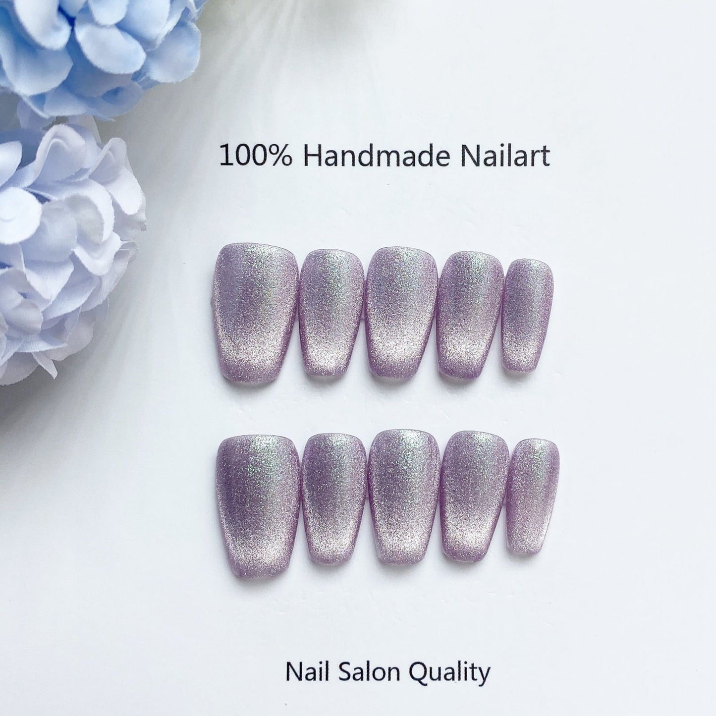 Handmade Nails Press on Nails DIY Nail Art for Woman Girl Nail Design Long Coffin Purple 2023