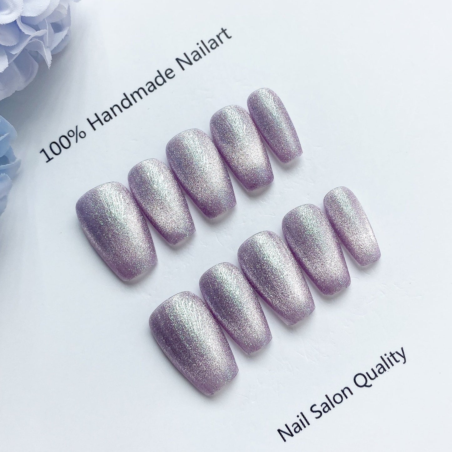 Handmade Nails Press on Nails DIY Nail Art for Woman Girl Nail Design Long Coffin Purple 2023