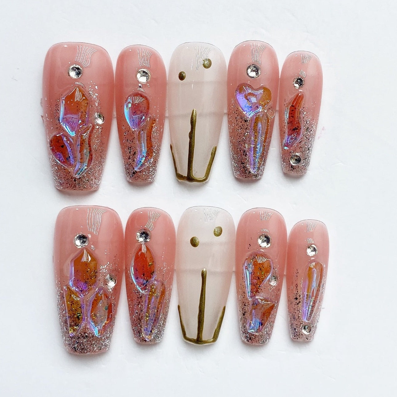 Handmade Nails Press on Nails DIY Nail Art for Woman Girl Nail Design Long Coffin Pink 2023