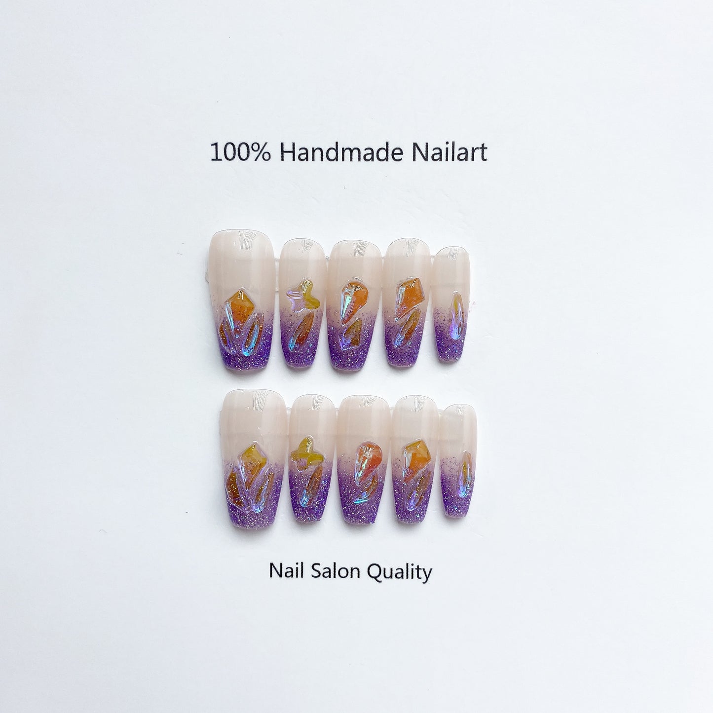 Handmade Nails Press on Nails DIY Nail Art for Woman Girl Nail Design Long Coffin Purple 2023