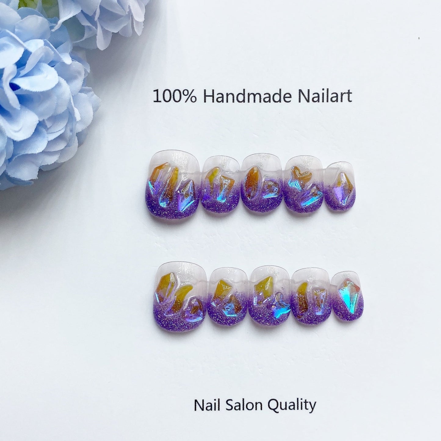 Handmade Nails Press on Nails DIY Nail Art for Woman Girl Nail Design Long Coffin Purple 2023