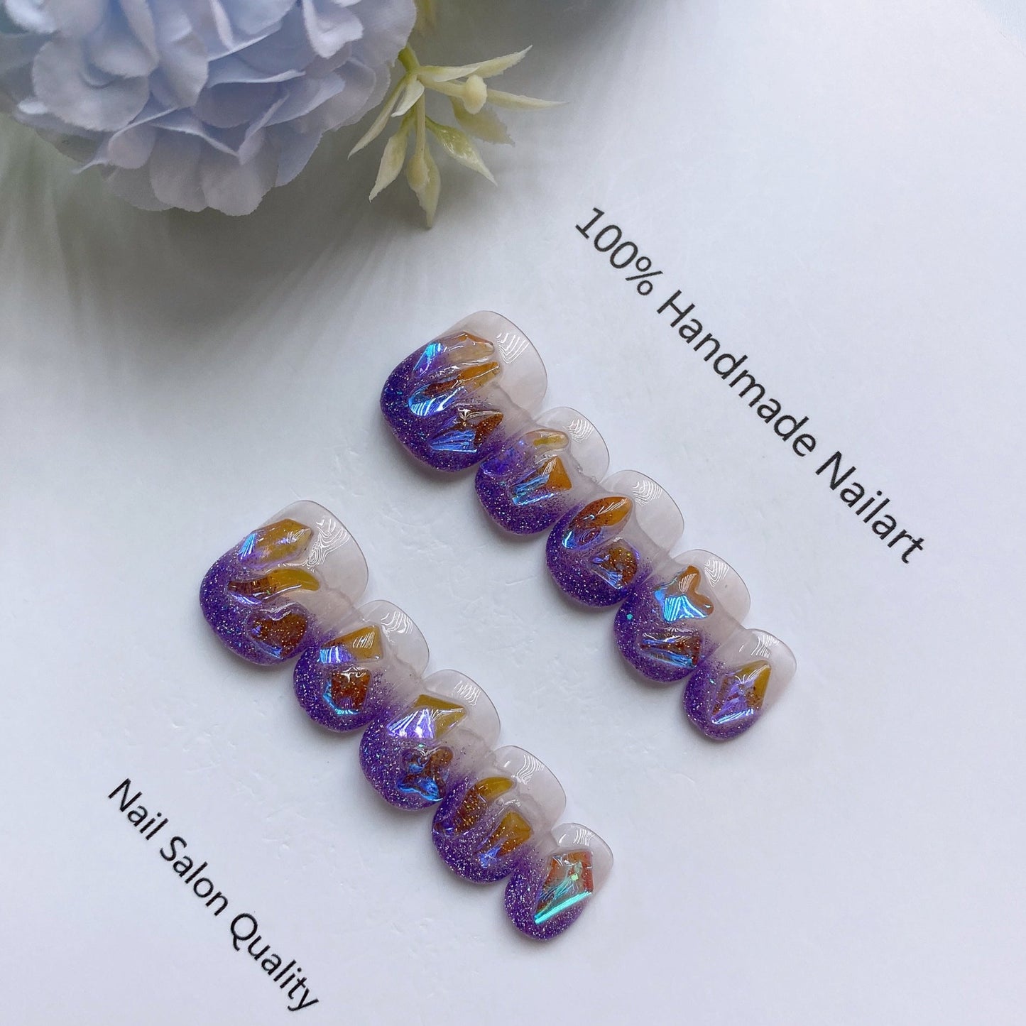 Handmade Nails Press on Nails DIY Nail Art for Woman Girl Nail Design Long Coffin Purple 2023