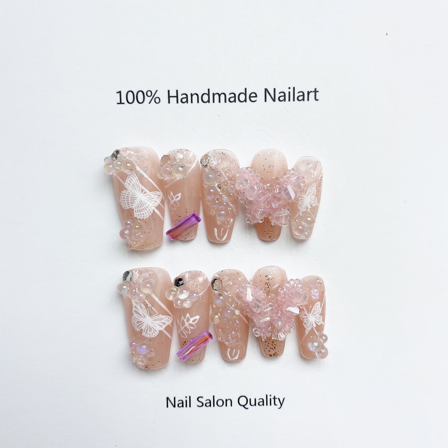 Handmade Nails Press on Nails DIY Nail Art for Woman Girl Nail Design Long Coffin Pink 2023