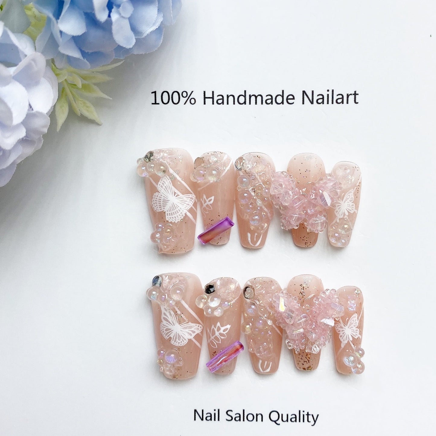 Handmade Nails Press on Nails DIY Nail Art for Woman Girl Nail Design Long Coffin Pink 2023