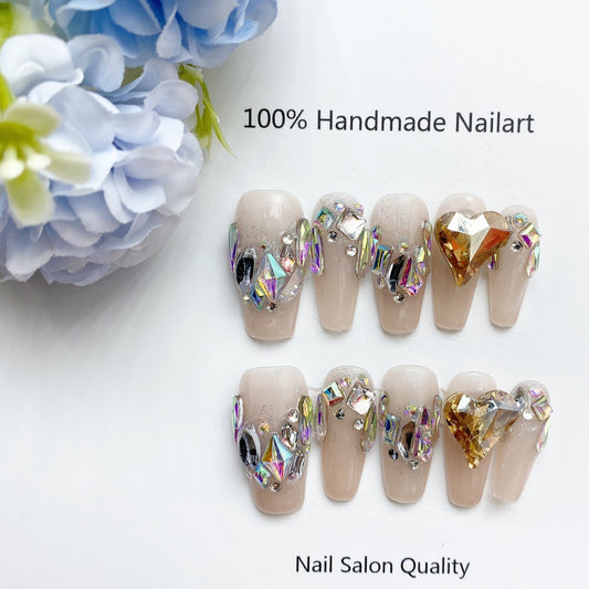 Handmade Nails Press on Nails DIY Nail Art for Woman Girl Nail Design Long Coffin White 2023