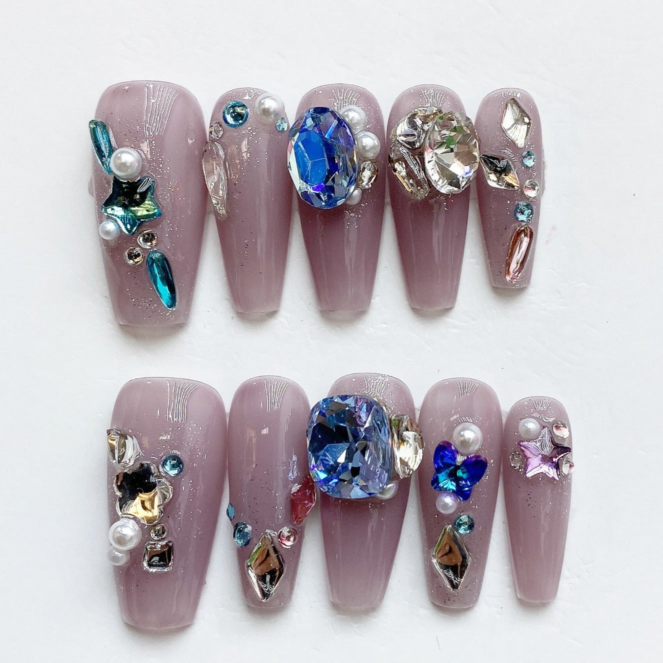 Handmade Nails Press on Nails DIY Nail Art for Woman Girl Nail Design Long Coffin Purple 2023