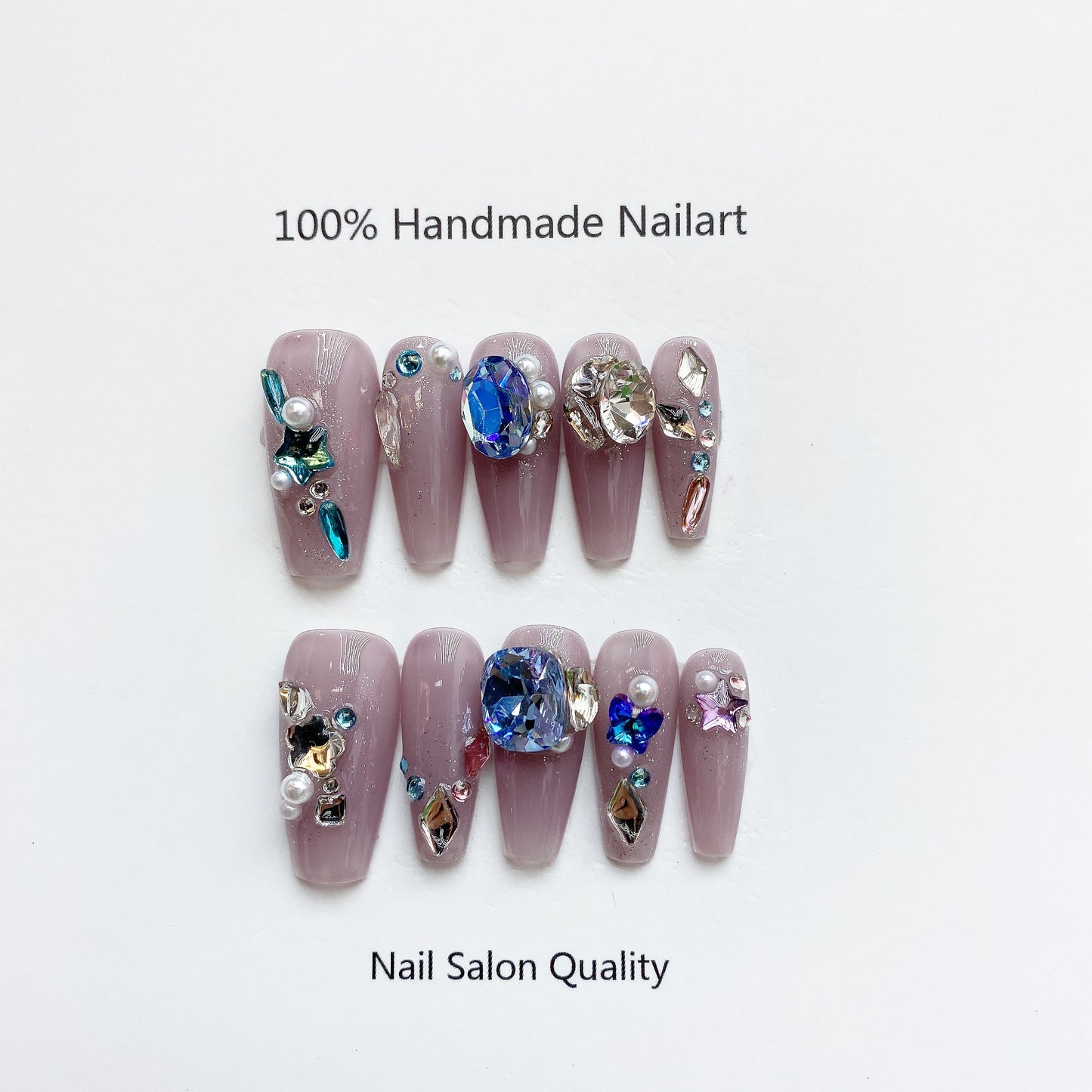 Handmade Nails Press on Nails DIY Nail Art for Woman Girl Nail Design Long Coffin Purple 2023