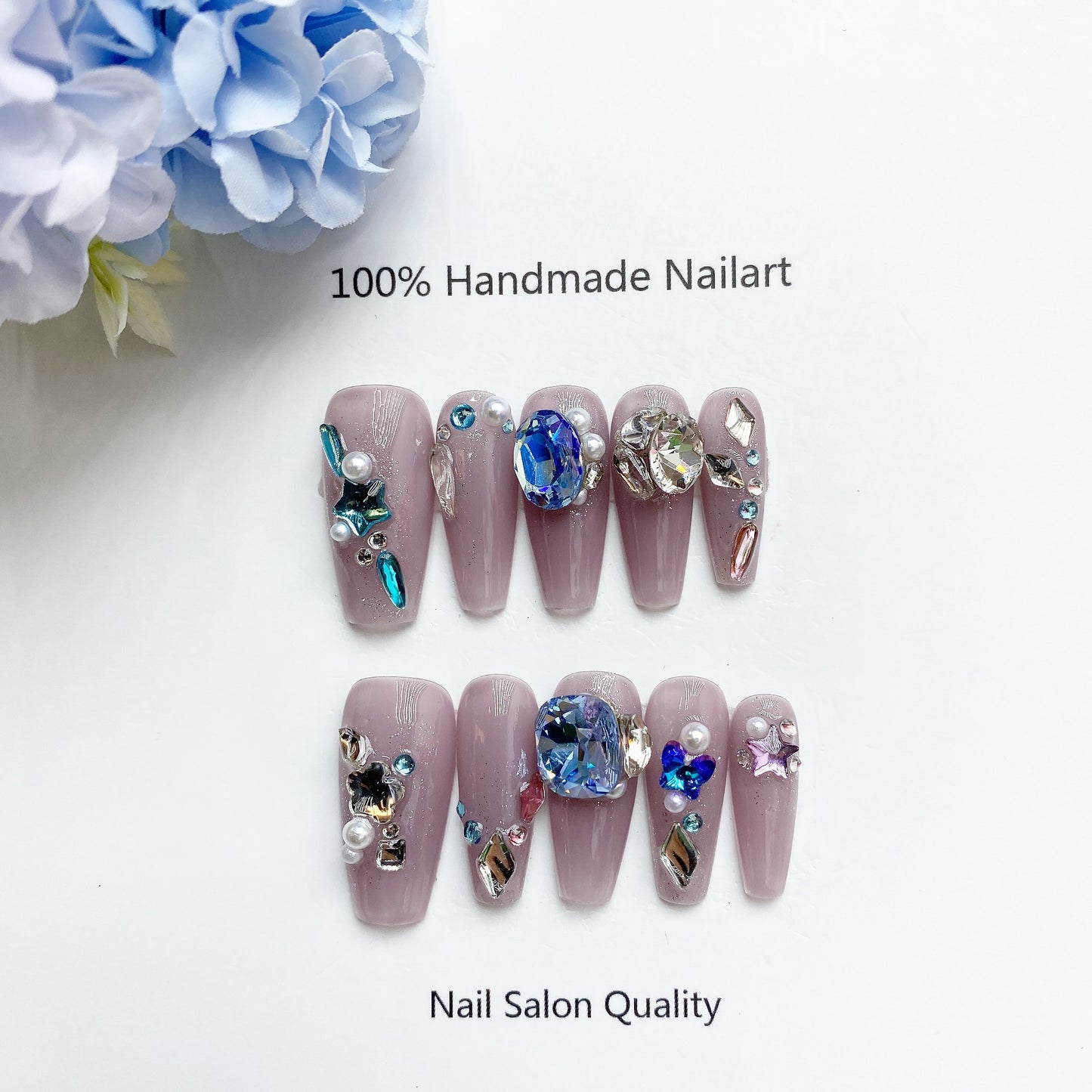 Handmade Nails Press on Nails DIY Nail Art for Woman Girl Nail Design Long Coffin Purple 2023