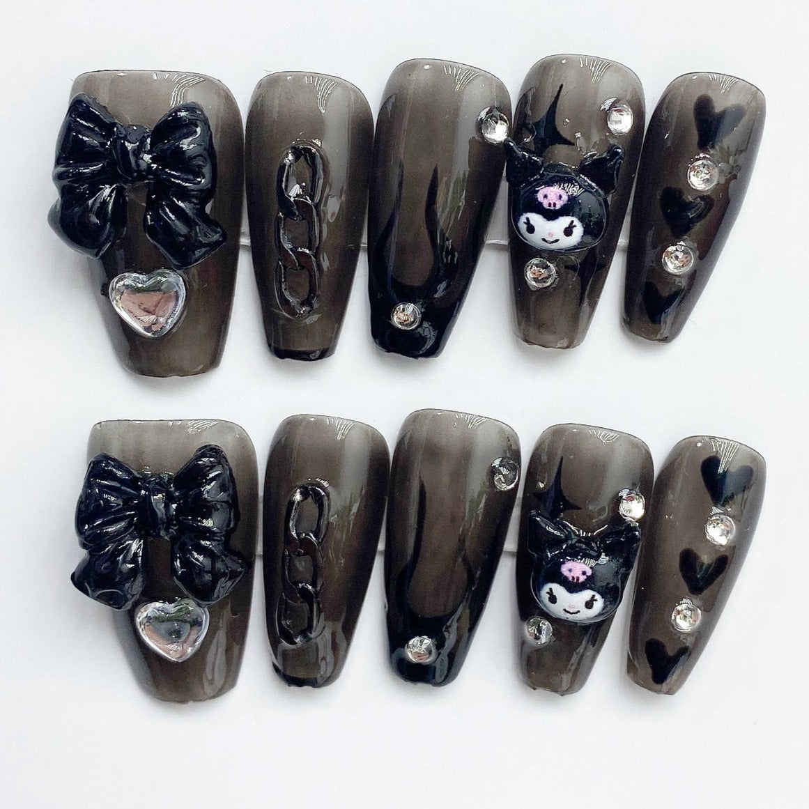 Handmade Nails Press on Nails DIY Nail Art for Woman Girl Nail Design Long Coffin Black 2023