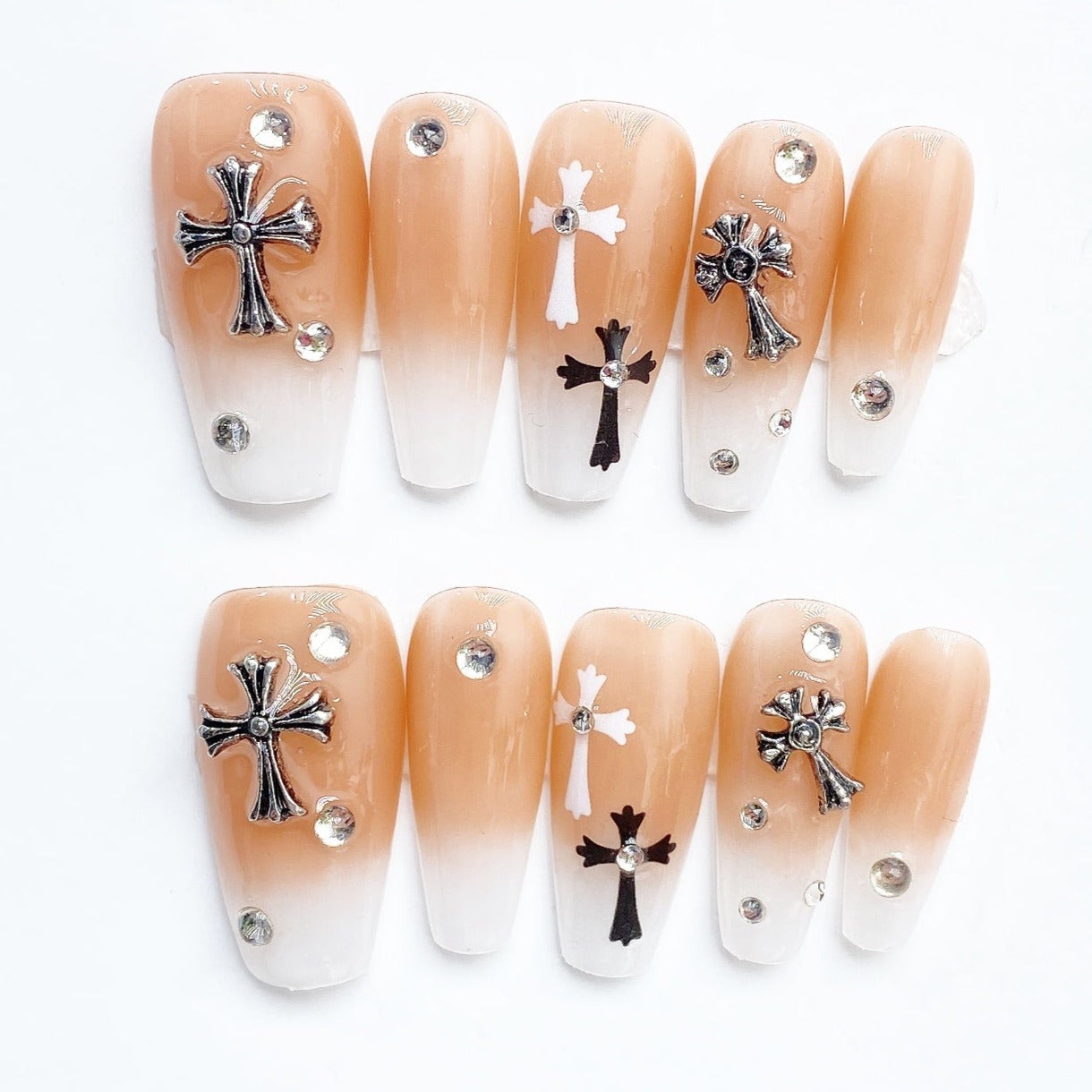 Handmade Nails Press on Nails DIY Nail Art for Woman Girl Nail Design Long Coffin Orange 2023