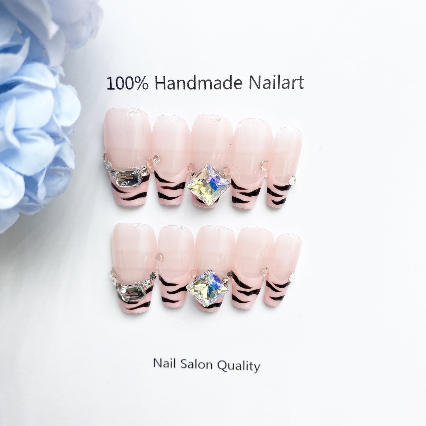 Handmade Nails Press on Nails DIY Nail Art for Woman Girl Nail Design Long Coffin Pink 2023