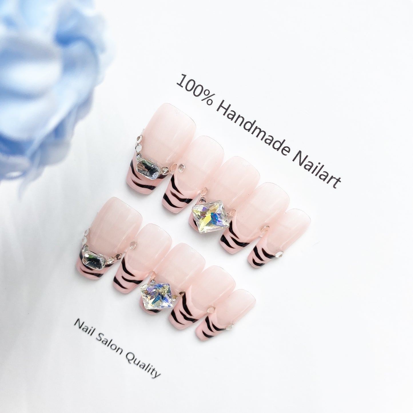 Handmade Nails Press on Nails DIY Nail Art for Woman Girl Nail Design Long Coffin Pink 2023