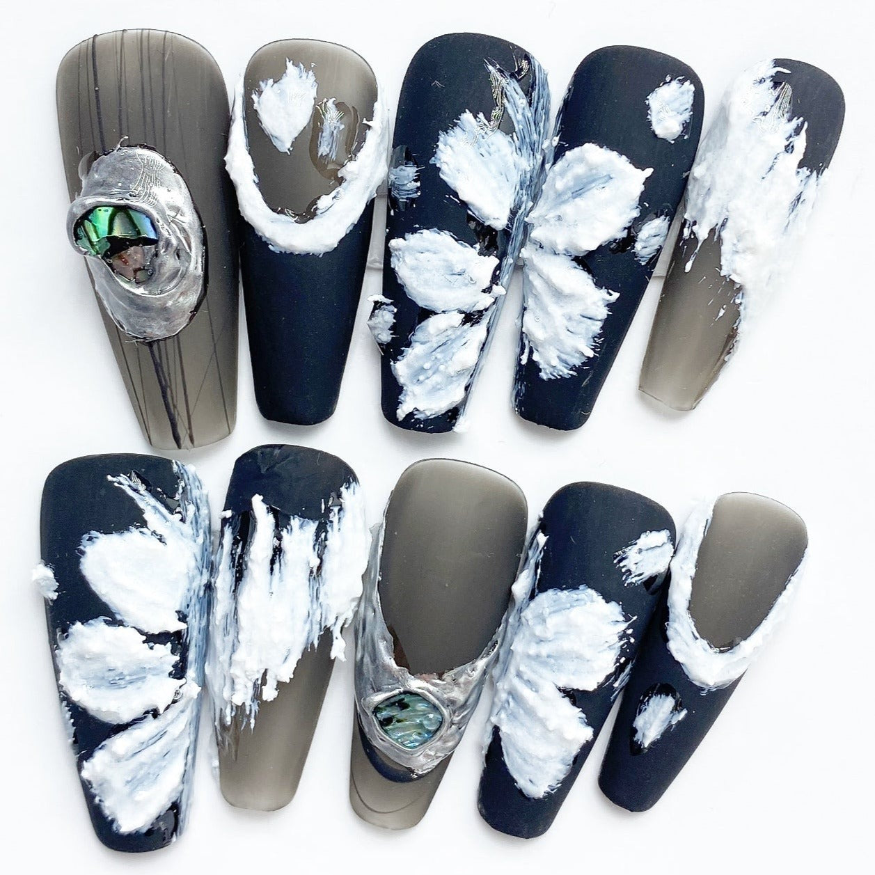 Handmade Nails Press on Nails DIY Nail Art for Woman Girl Nail Design Long Coffin Black 2023