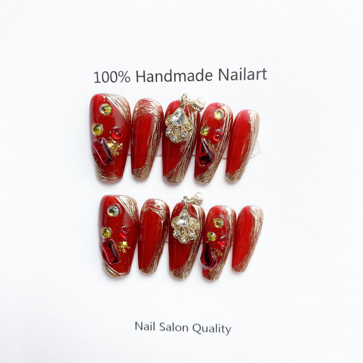 Handmade Nails Press on Nails DIY Nail Art for Woman Girl Nail Design Long Coffin Red 2023