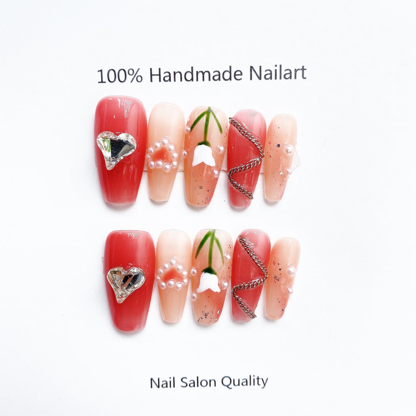 Handmade Nails Press on Nails DIY Nail Art for Woman Girl Nail Design Long Coffin Red 2023