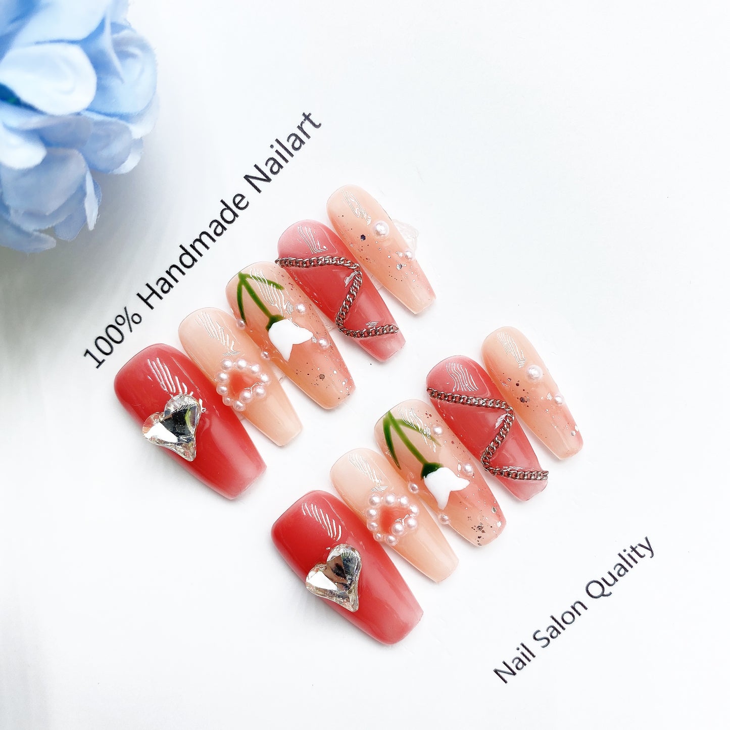 Handmade Nails Press on Nails DIY Nail Art for Woman Girl Nail Design Long Coffin Red 2023